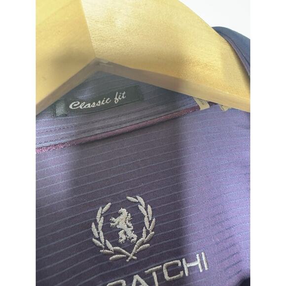 BUGATCHI Shirt Large Blue Purple Striped Classic Fit Dress Button Up Long Sleeve - Picture 3 of 7